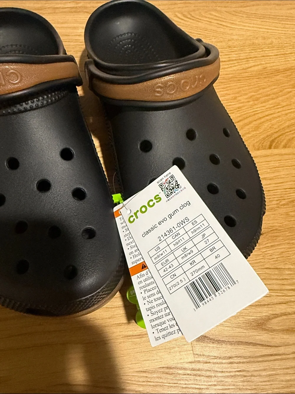 CROCS Men's Slip-On Clogs in black with Brown Strap